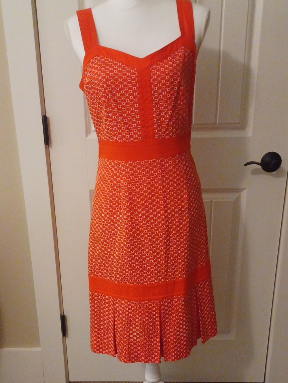 Tory Burch Berdine Sleeveless Orange Eyelet Dress